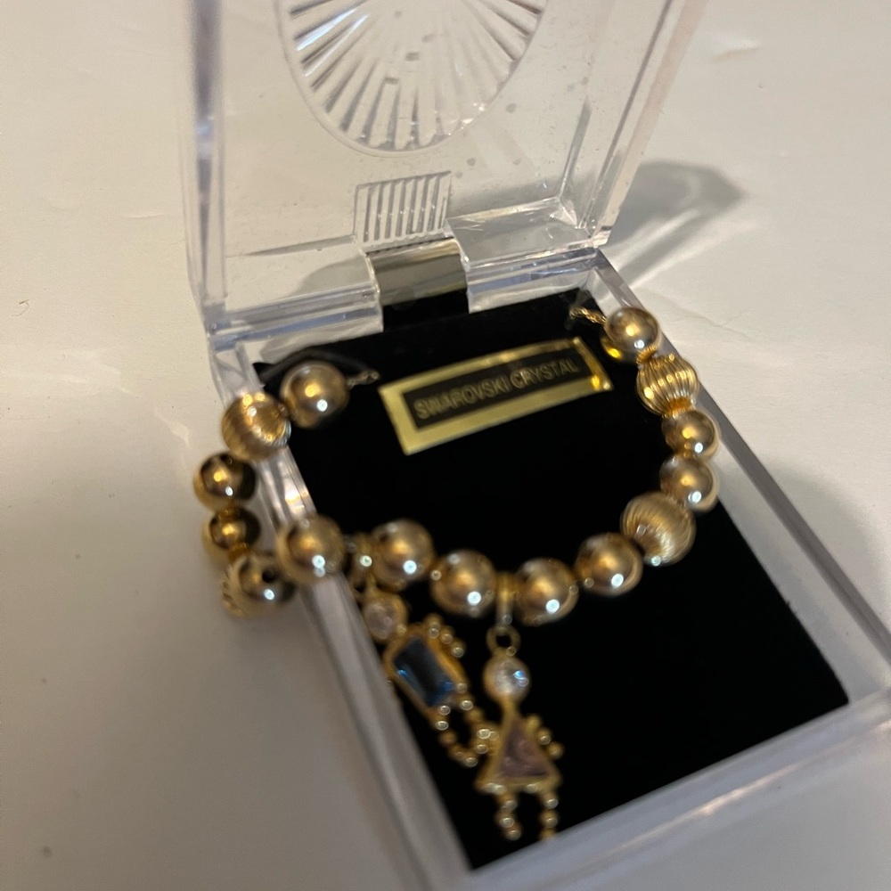 Swarovski Gold Necklace with Blue and Gold Accents - Picture 2 of 2